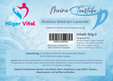 Meine Teestube - Rooibos-Badlrian-Lavendel